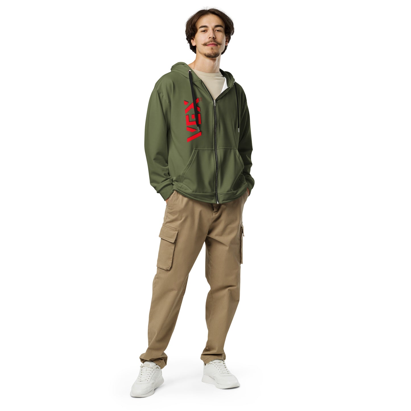 VEX - Men's Khaki Zip Hoodie